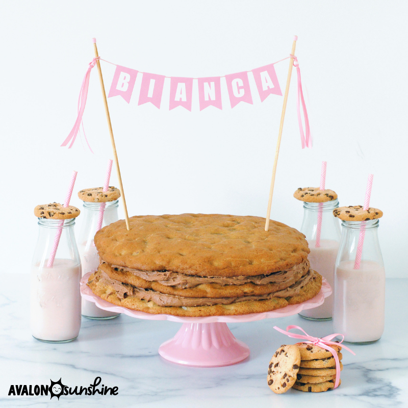 Layered Cookie Cake for birthday with name cake topper | personalized cake toppers by Avalon Sunshine