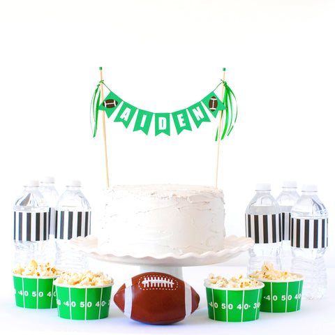 Football cake topper personalized with name for kids birthday