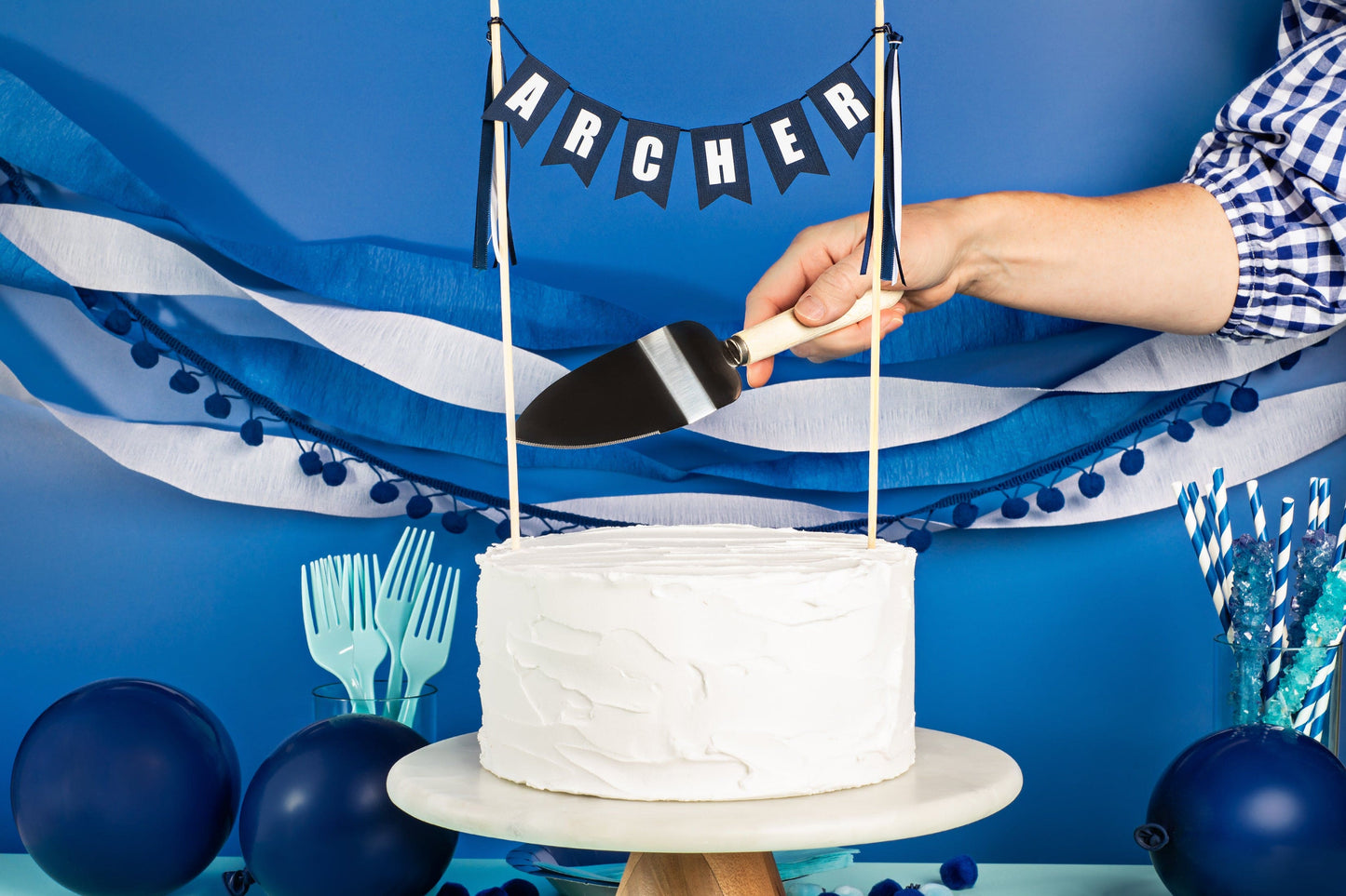 navy blue personalized cake topper for kids birthday | personalized cake toppers by Avalon sunshine