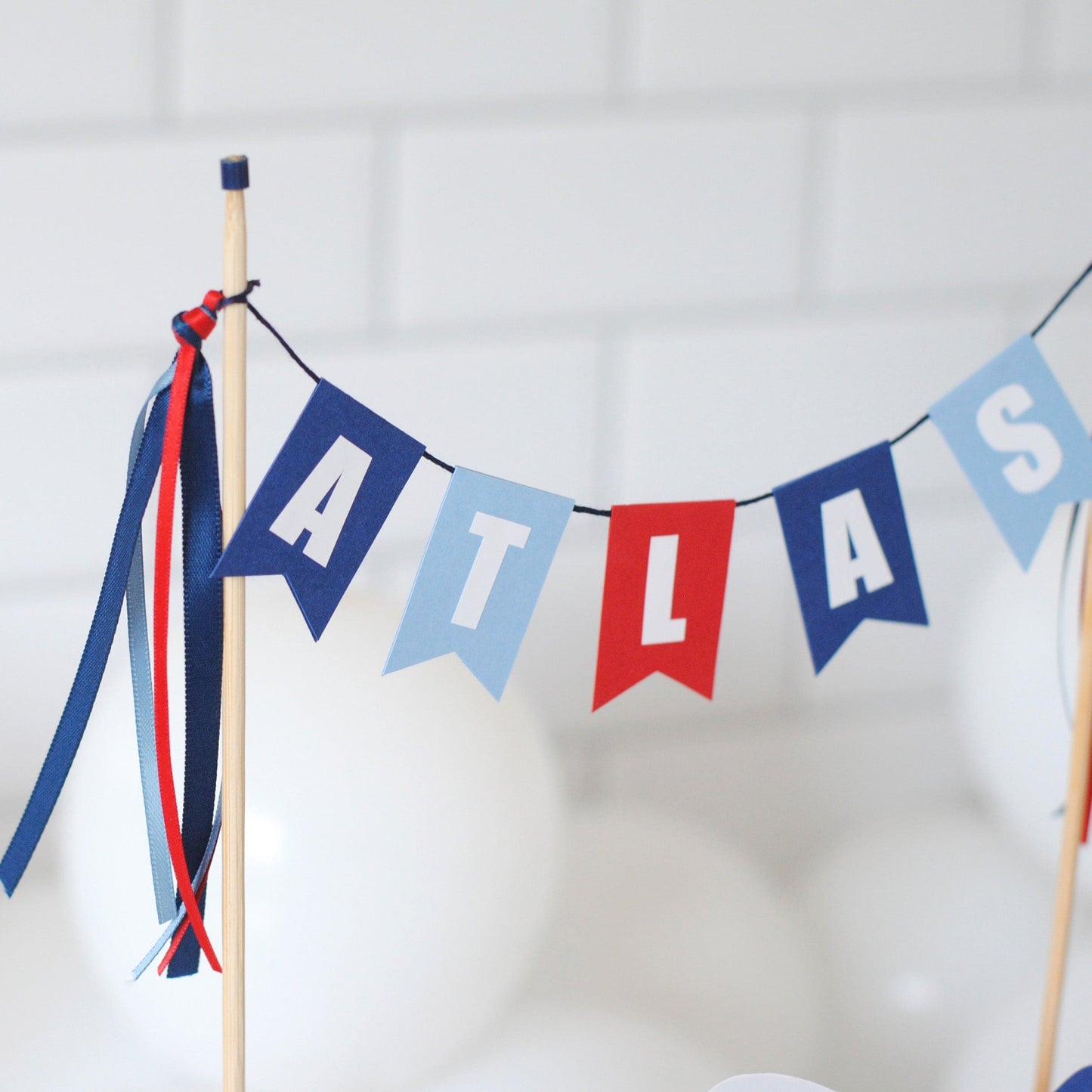 airplane theme birthday cake topper with plane and personalized name banner | cake topper by Avalon Sunshine