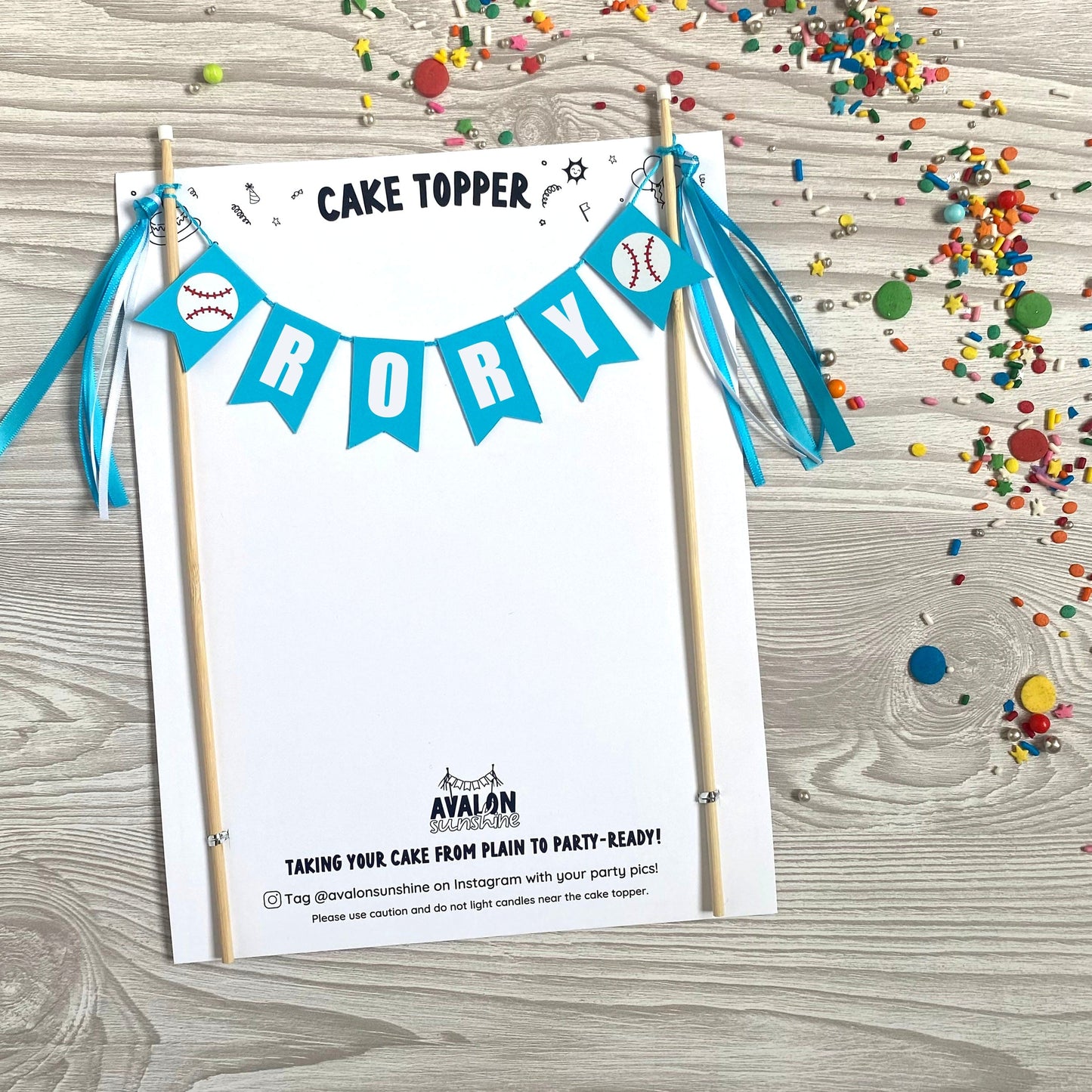 baseball theme birthday cake topper personalized with name | cake toppers by Avalon Sunshine