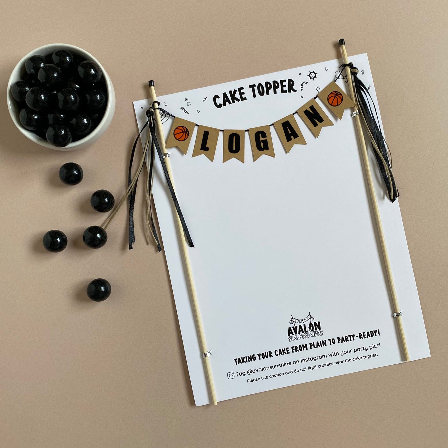 Personalized basketball theme birthday cake topper | by Avalon Sunshine