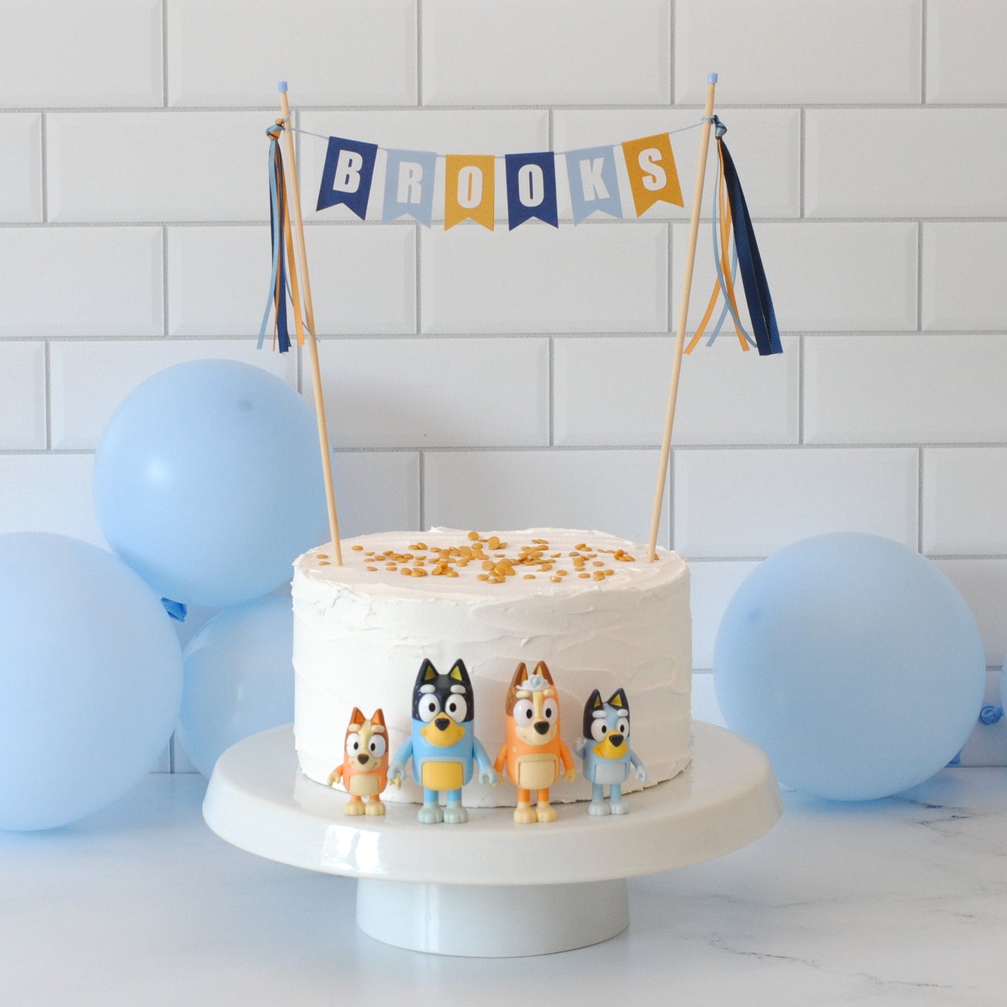 Blue Dog Cartoon Colors Cake Topper