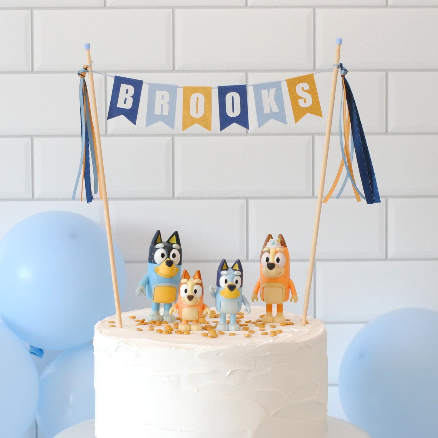 Blue Dog Cartoon Colors Cake Topper