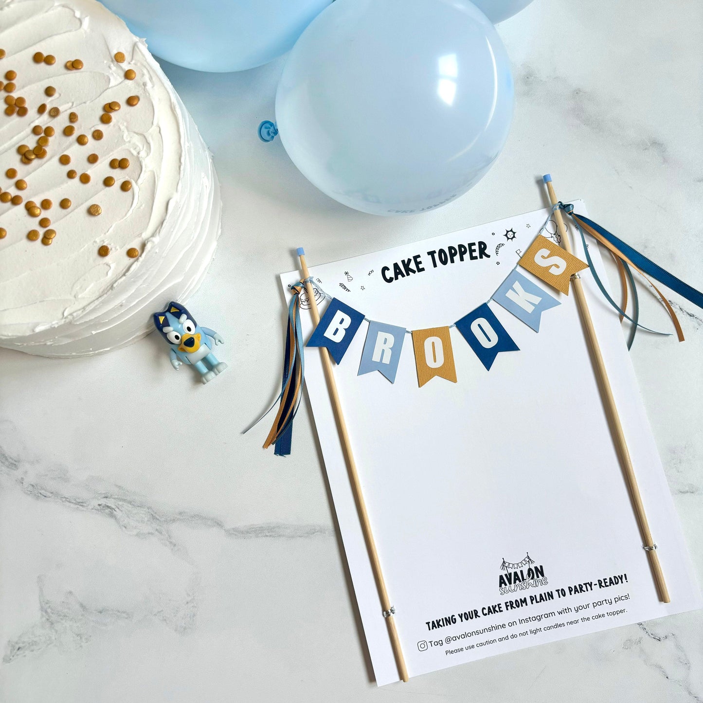 Kids Birthday Cake Topper to match Bluey Colors for Bluey theme birthday Party | by Avalon Sunshine