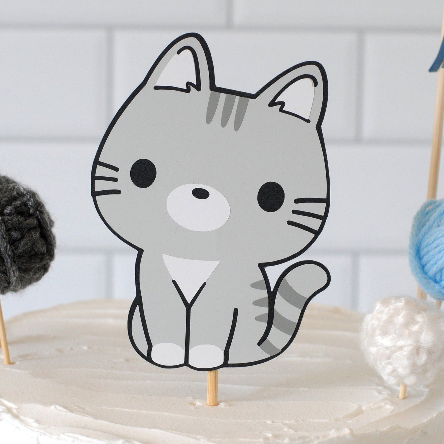 grey stripe cat cake topper for kids birthday cake | personalized cake toppers by Avalon Sunshine