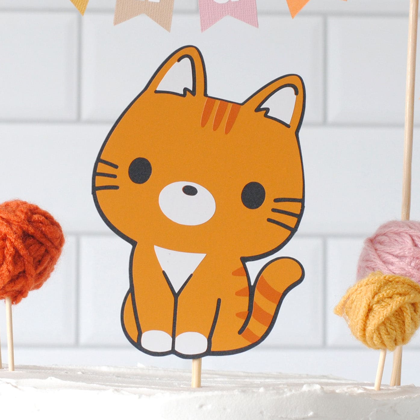 orange stripe cat cake topper for kids birthday cake | personalized cake toppers by Avalon Sunshine