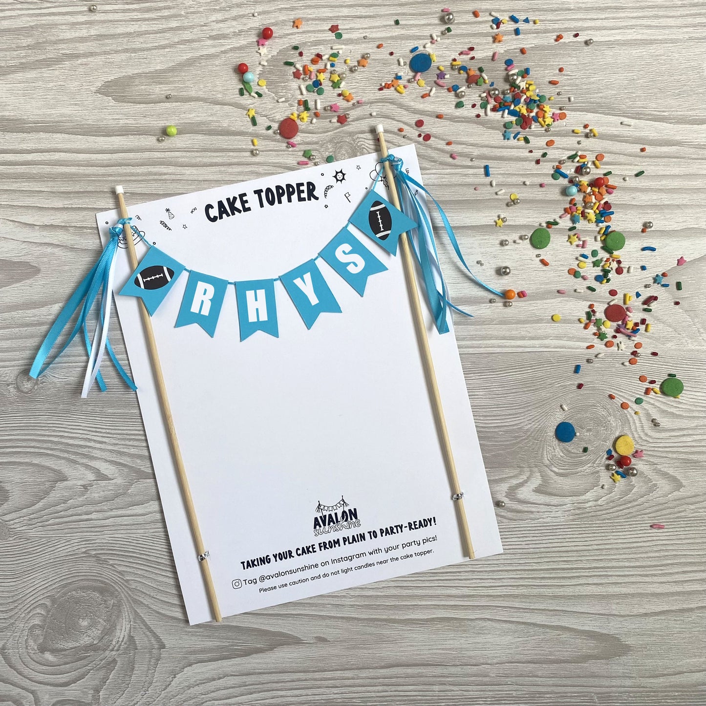 football theme birthday cake topper with name | personalized cake toppers by Avalon Sunshine