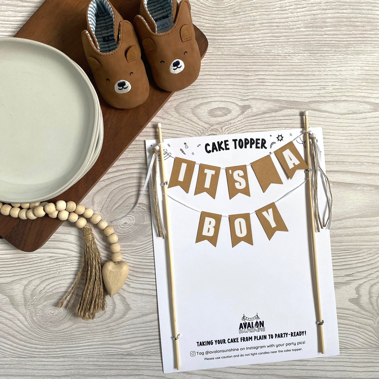 IT'S A BOY baby shower cake topper neutral color for baby shower | personalized cake toppers by Avalon Sunshine