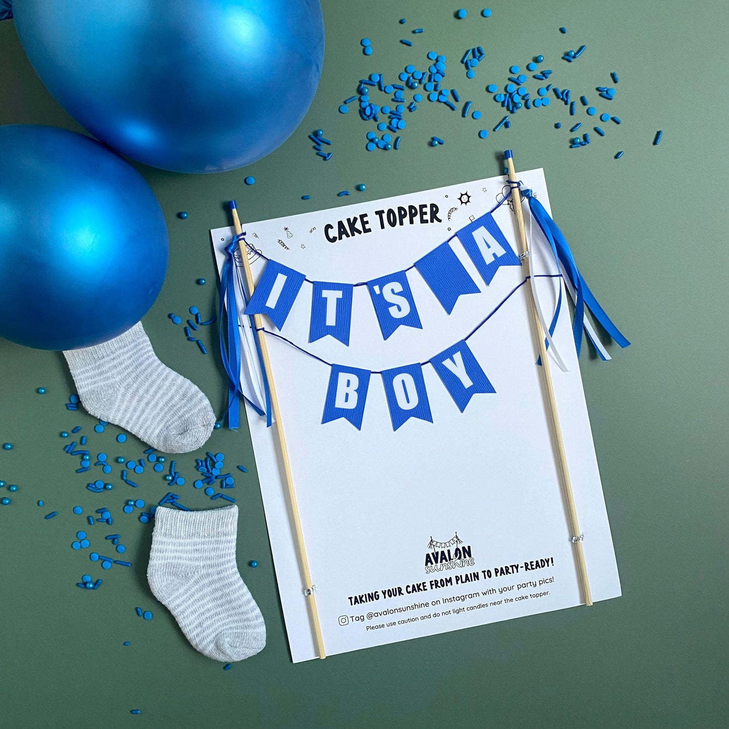 royal blue baby shower cake topper IT'S A BOY | personalized cake toppers by Avalon Sunshine