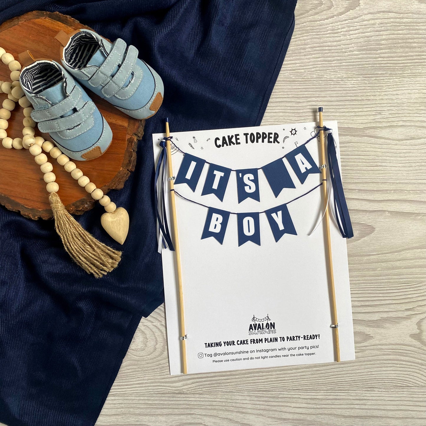 IT'S A BOY baby shower cake topper navy blue | personalized cake toppers by Avalon Sunshine