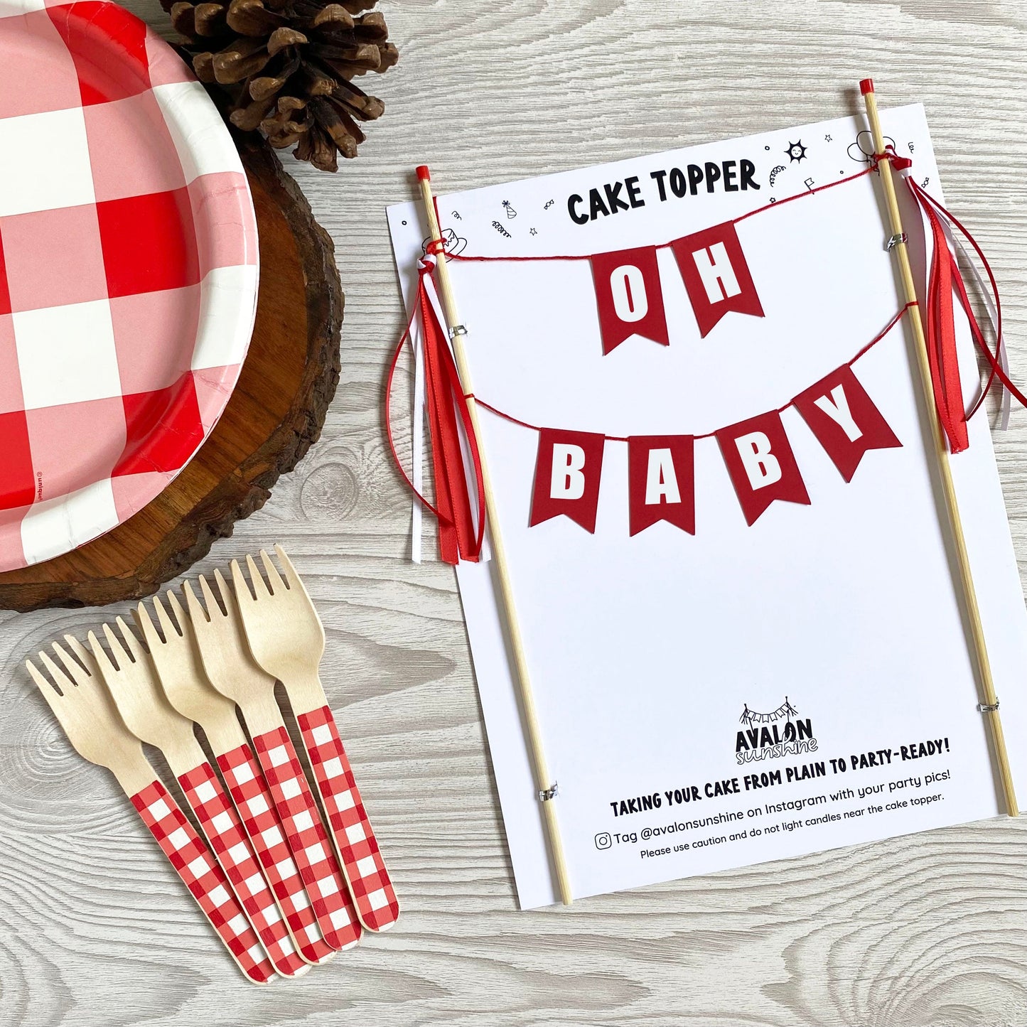 OH BABY theme baby shower cake topper in red | cake toppers by Avalon Sunshine