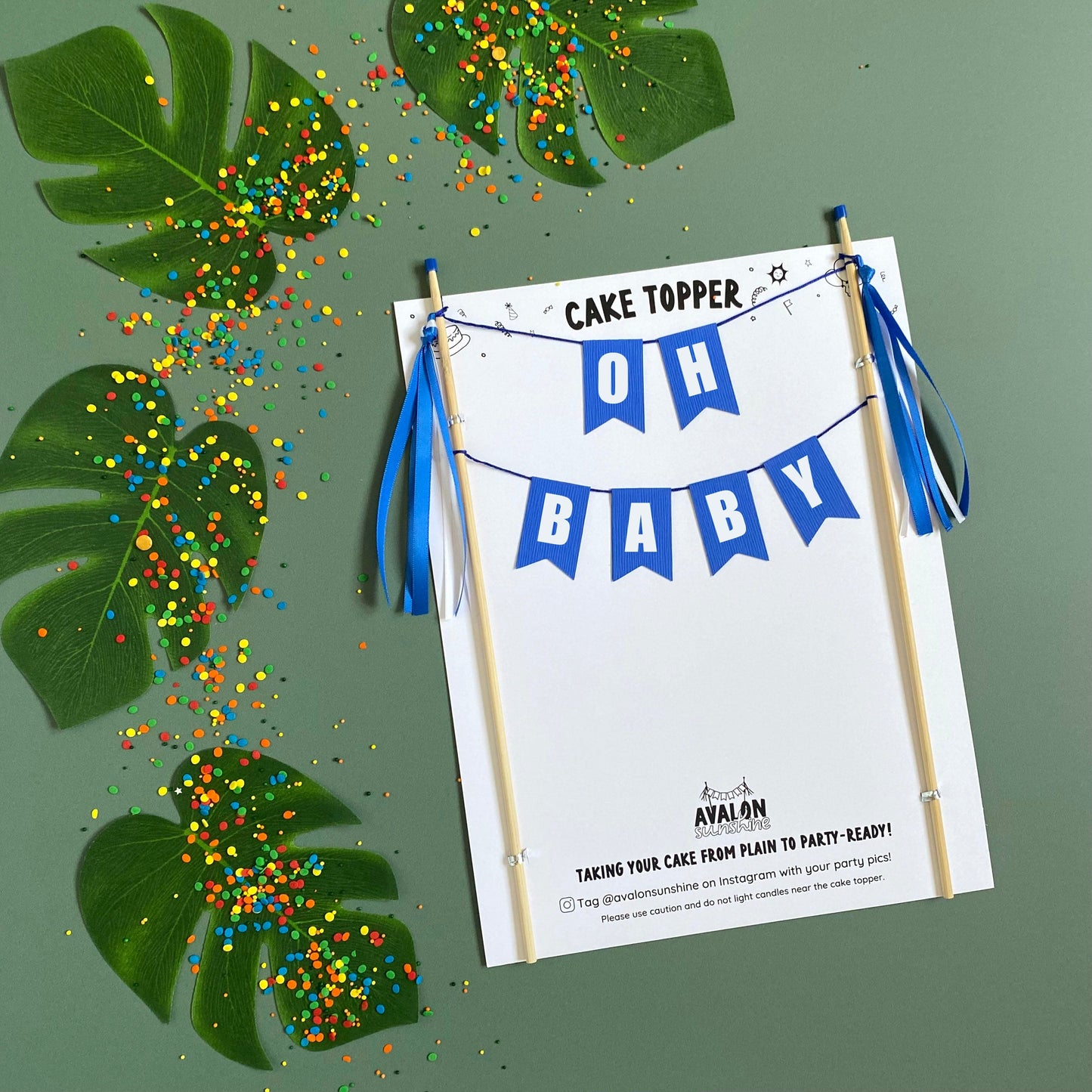 OH BABY theme baby shower cake topper in royal blue | cake toppers by Avalon Sunshine