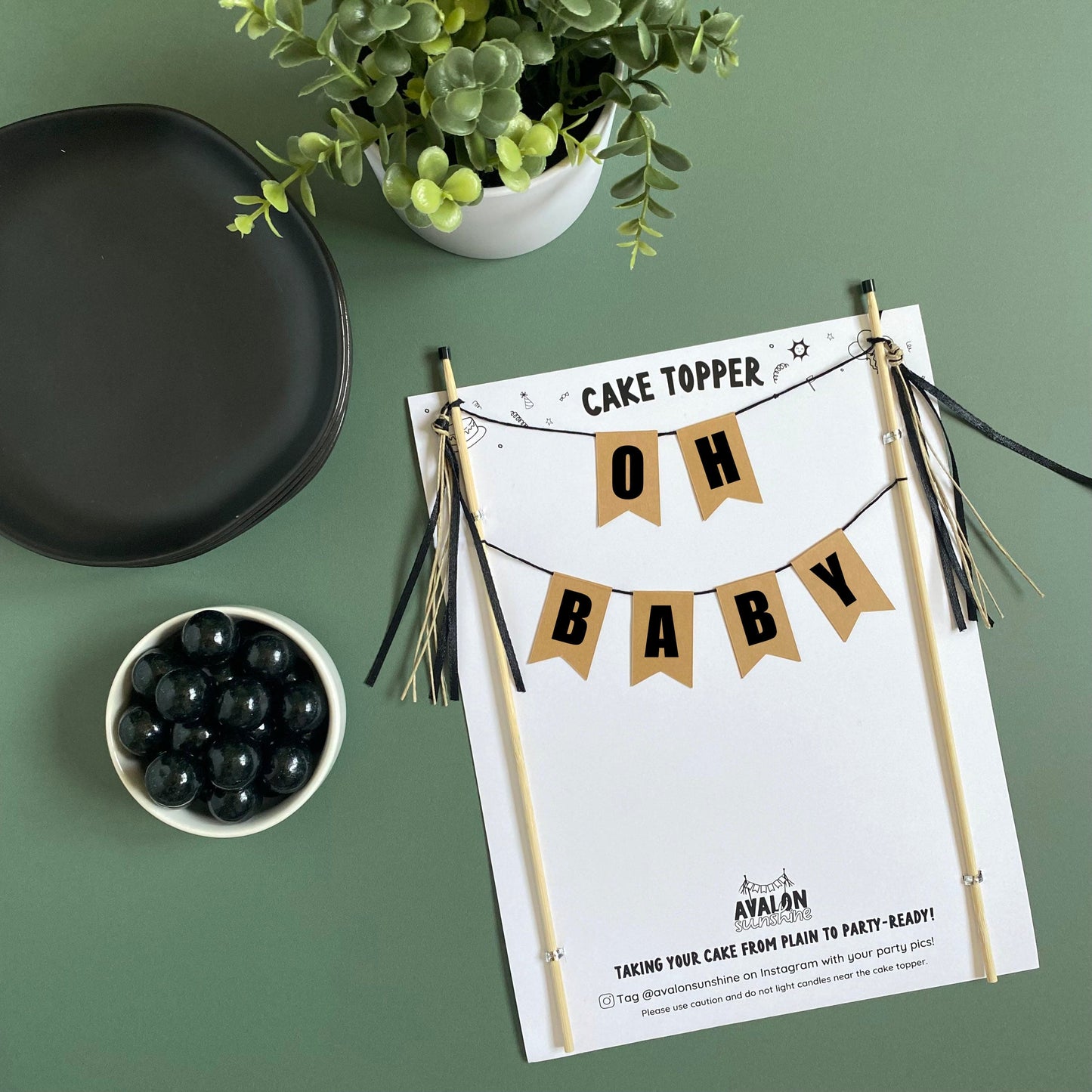 OH BABY theme baby shower cake topper neutral colors | cake toppers by Avalon Sunshine