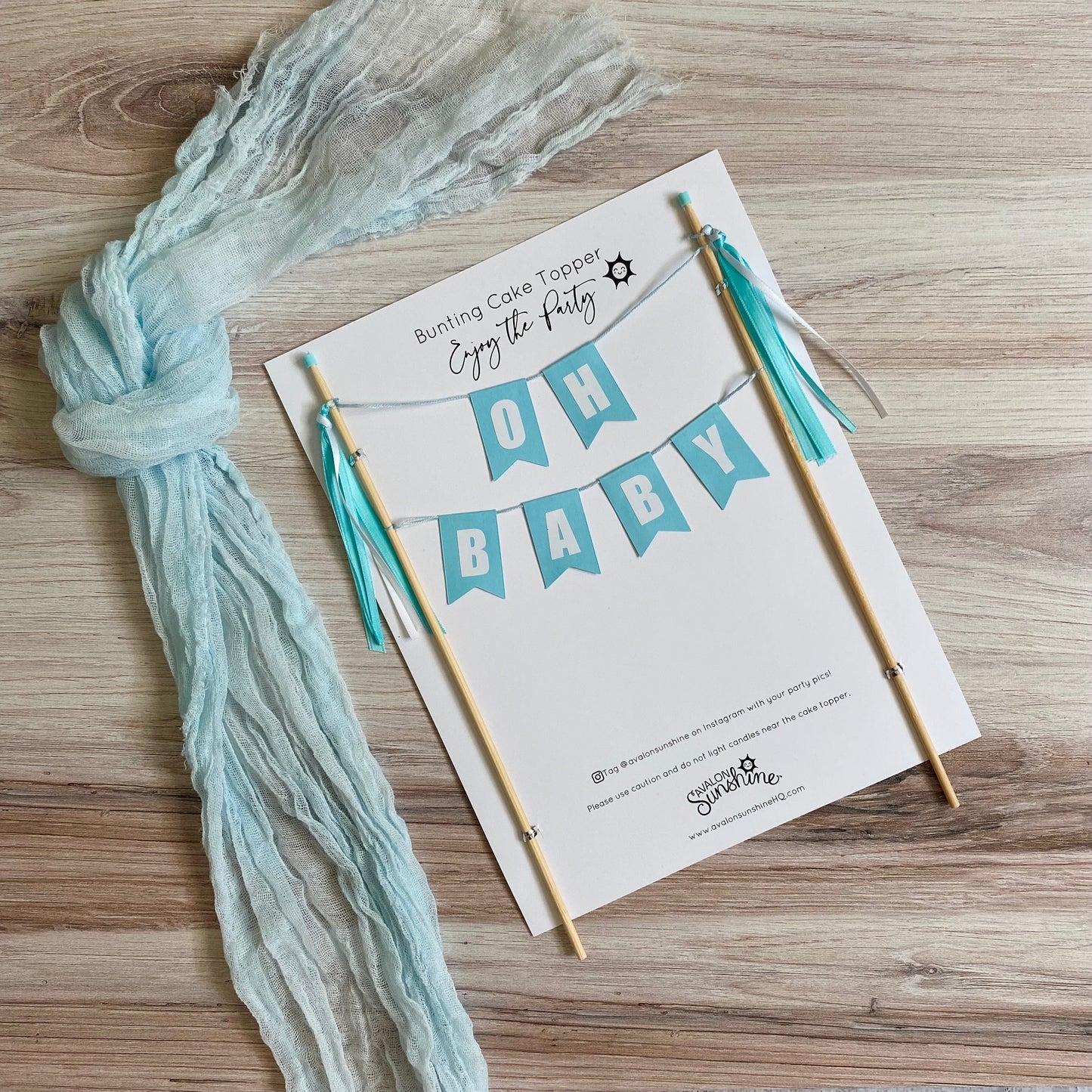 OH BABY theme baby shower cake topper  in light aqua | cake toppers by Avalon Sunshine