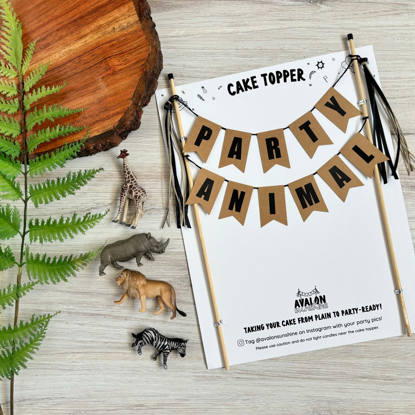 Party Animal Cake Topper in neutral colors for kids birthday cake | cake toppers by Avalon Sunshine