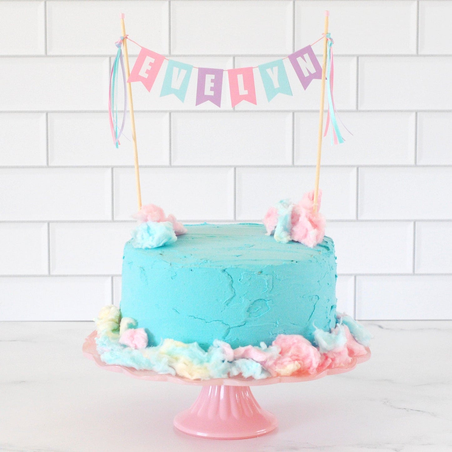 Cotton Candy Colors Cake Topper