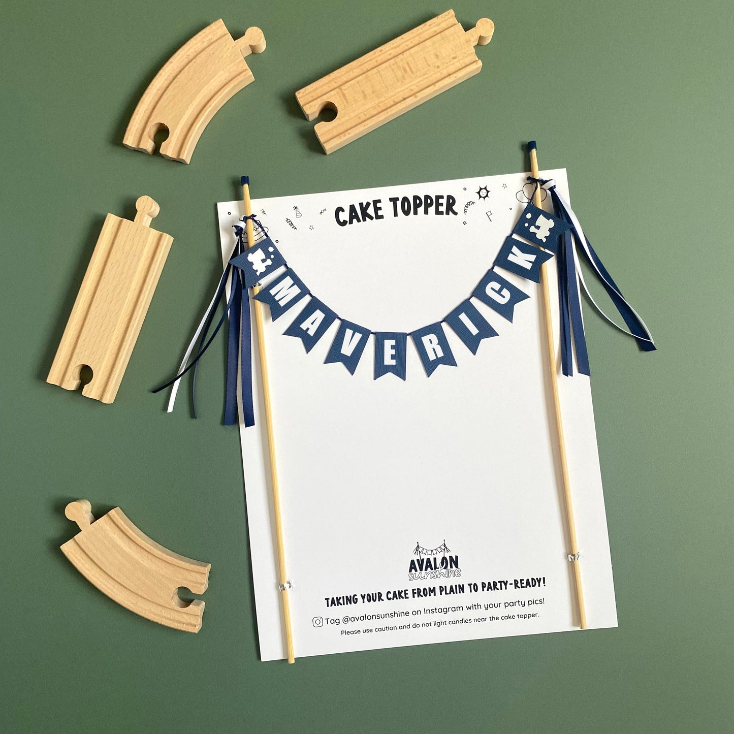 Navy Blue train theme birthday cake topper | peronalized cake topper