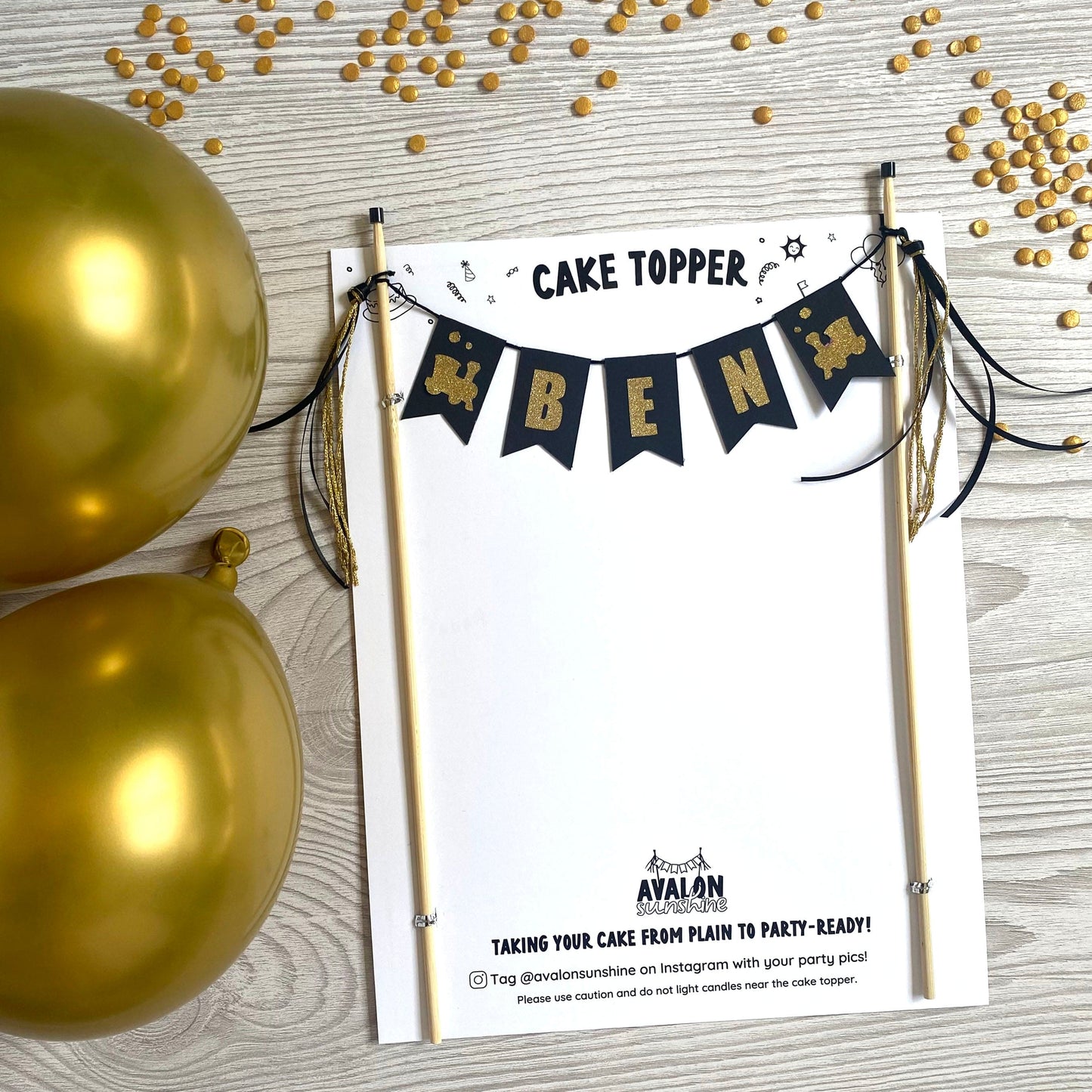 Black and Gold train theme personalized cake topper | cake toppers by Avalon Sunshine