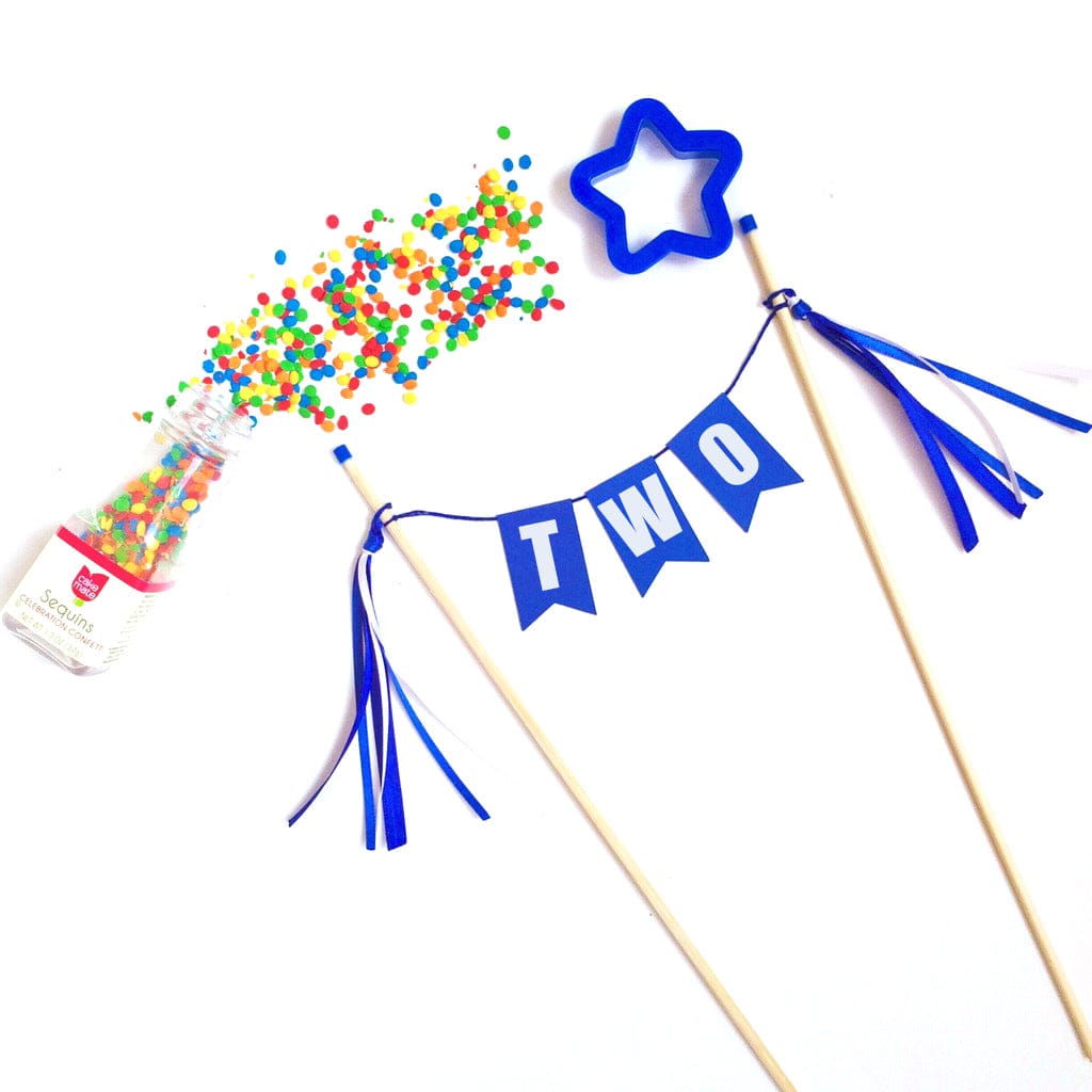 TWO cake topper for 2nd birthday royal blue with ribbon tassels | cake topper by Avalon Sunshine