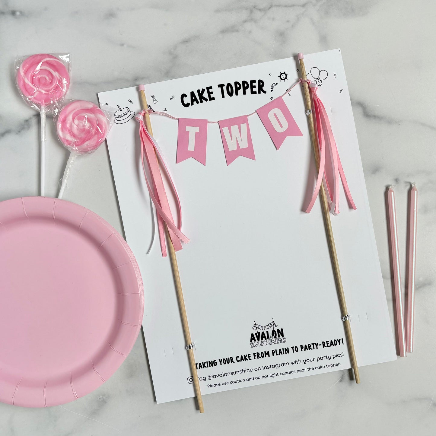 light pink TWO birthday cake topper for girls 2nd birthday | cake toppers by Avalon Sunshine
