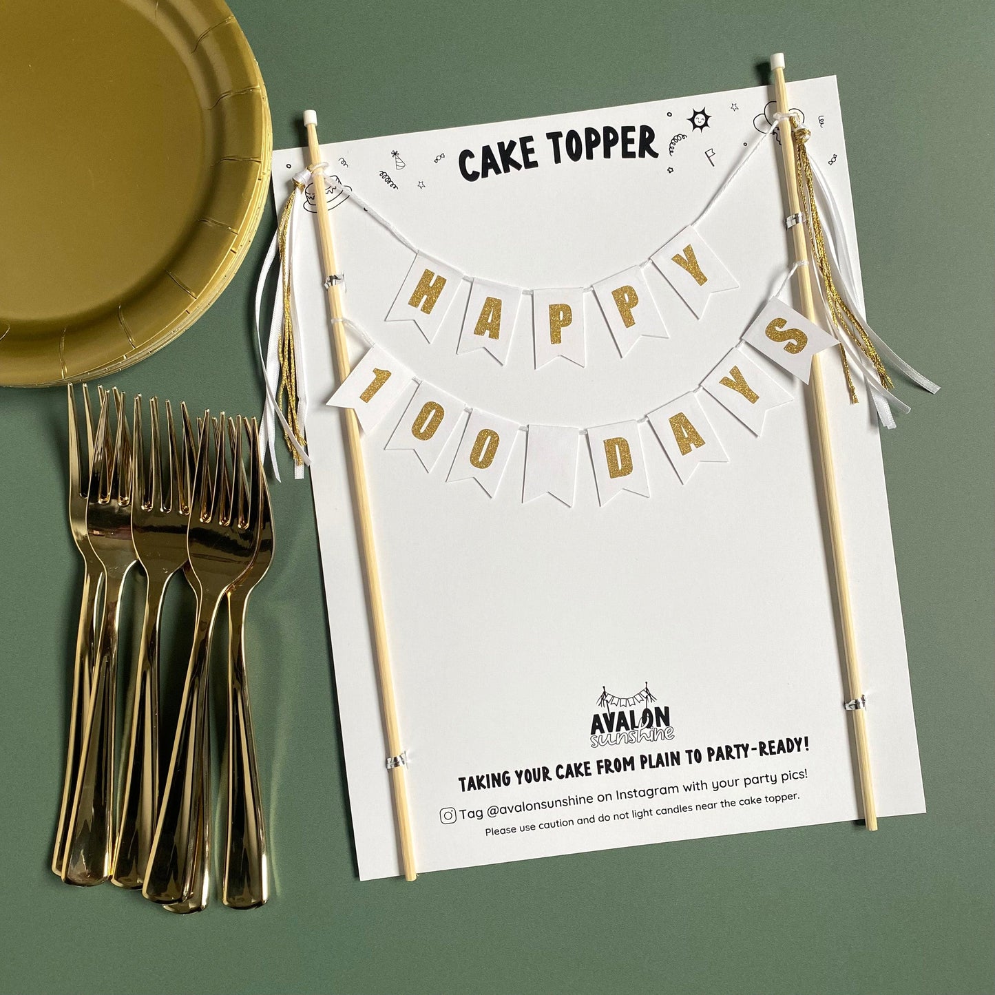 Custom Wording cake topper with message on two rows | personalized cake toppers by Avalon Sunshine