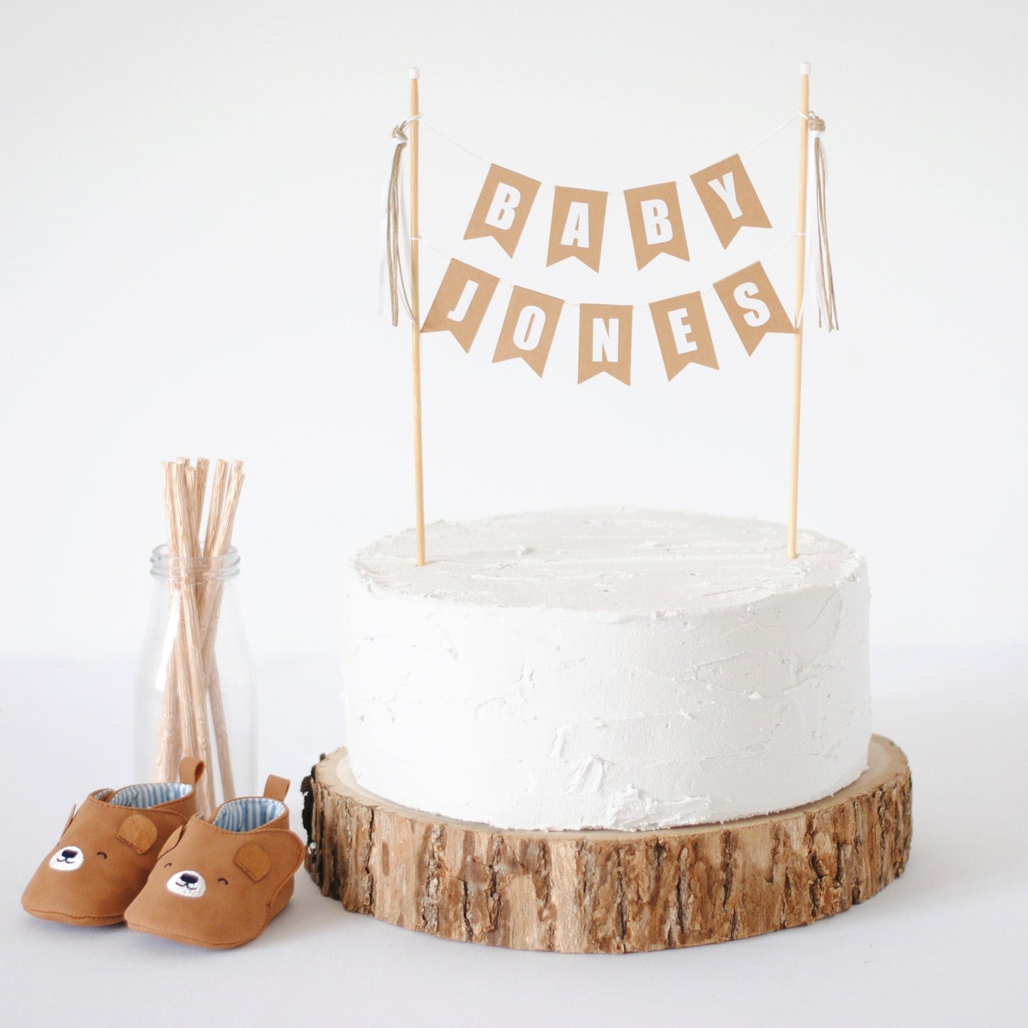 personalized baby shower cake banner gender neutral color