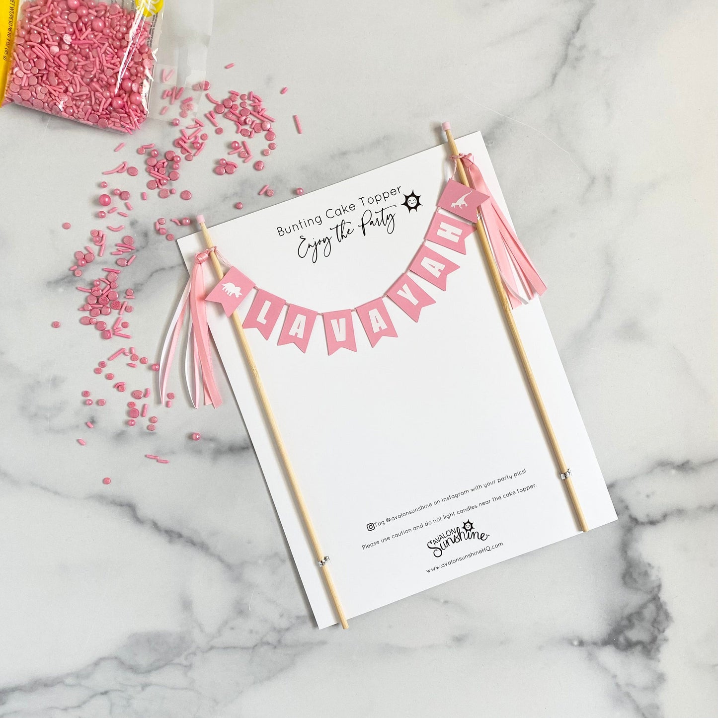 pastel pink dinosaur cake topper personalized name banner