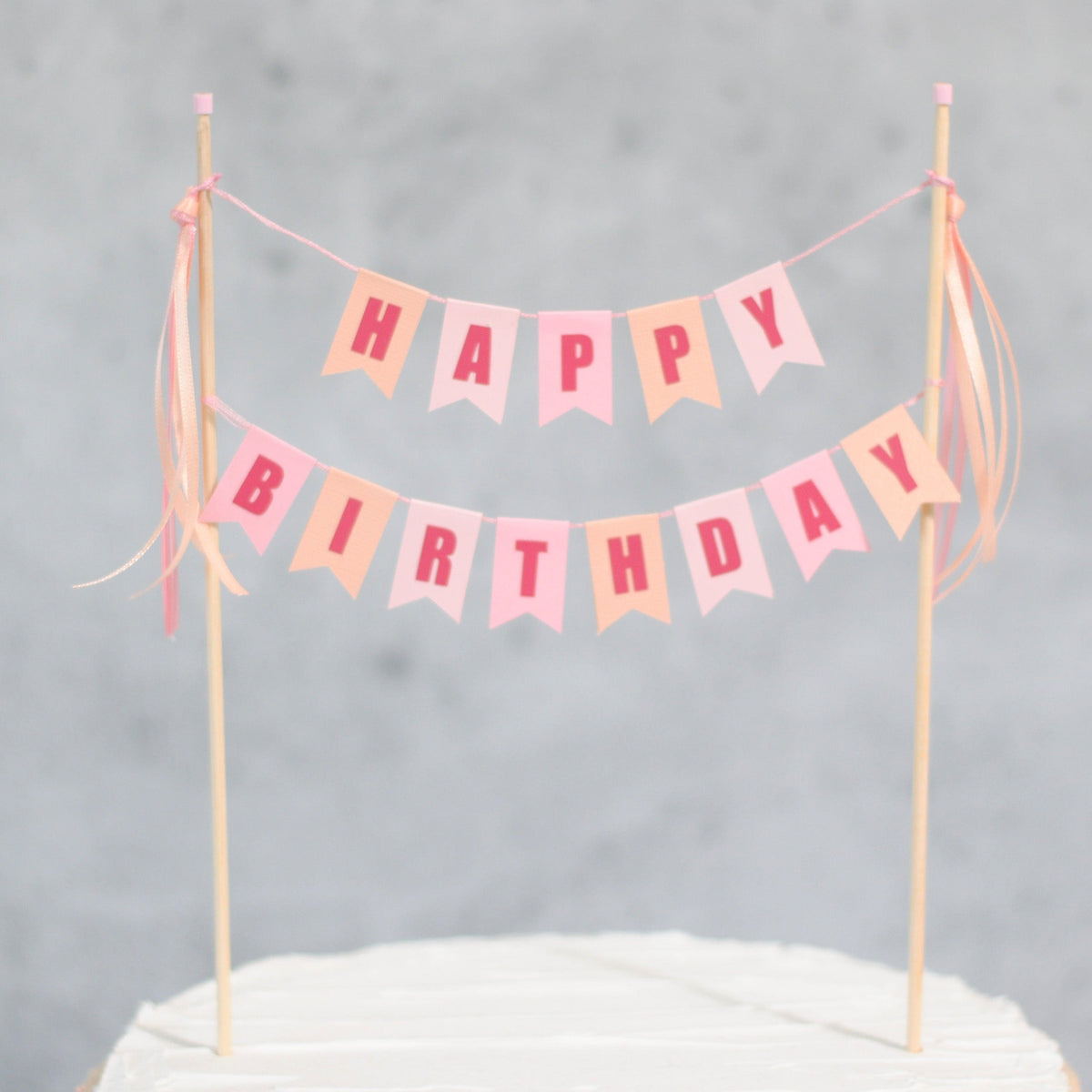 HAPPY BIRTHDAY CAKE TOPPER - PEACHY PINK – Bonjour Fête