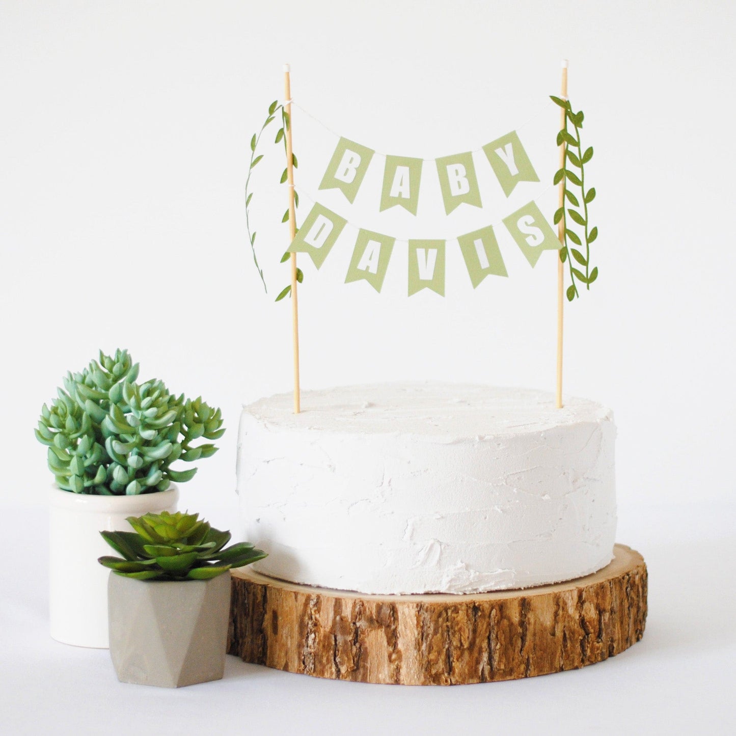 greenery baby shower cake topper personalized with baby name