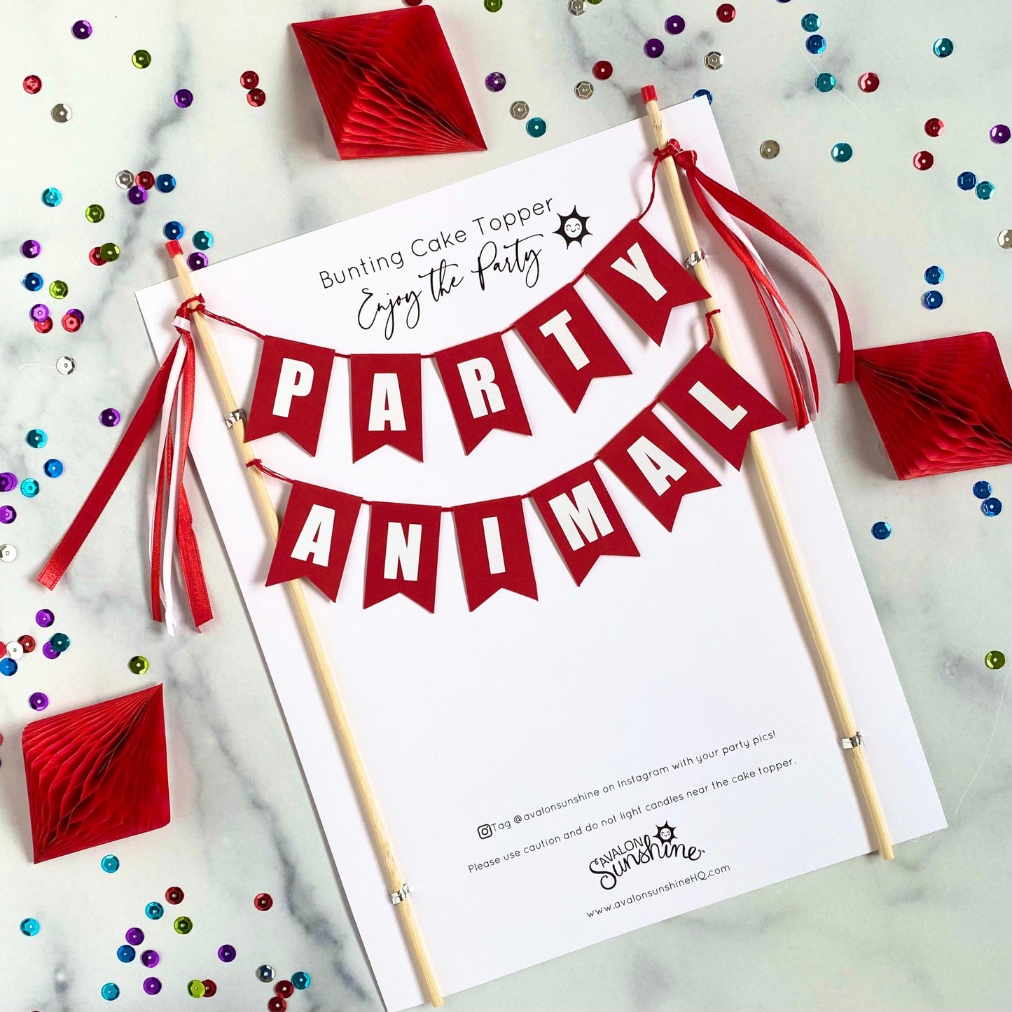 party animal cake topper red and white