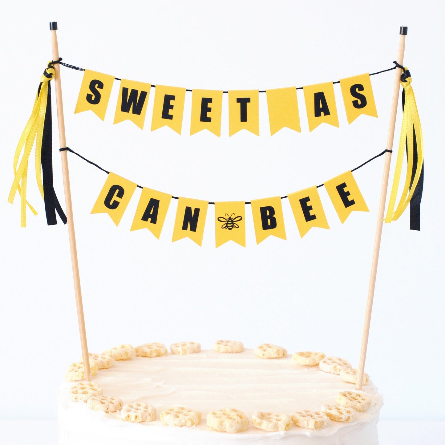 Yellow and Black SWEET AS CAN BEE cake topper | made by Avalon Sunshine