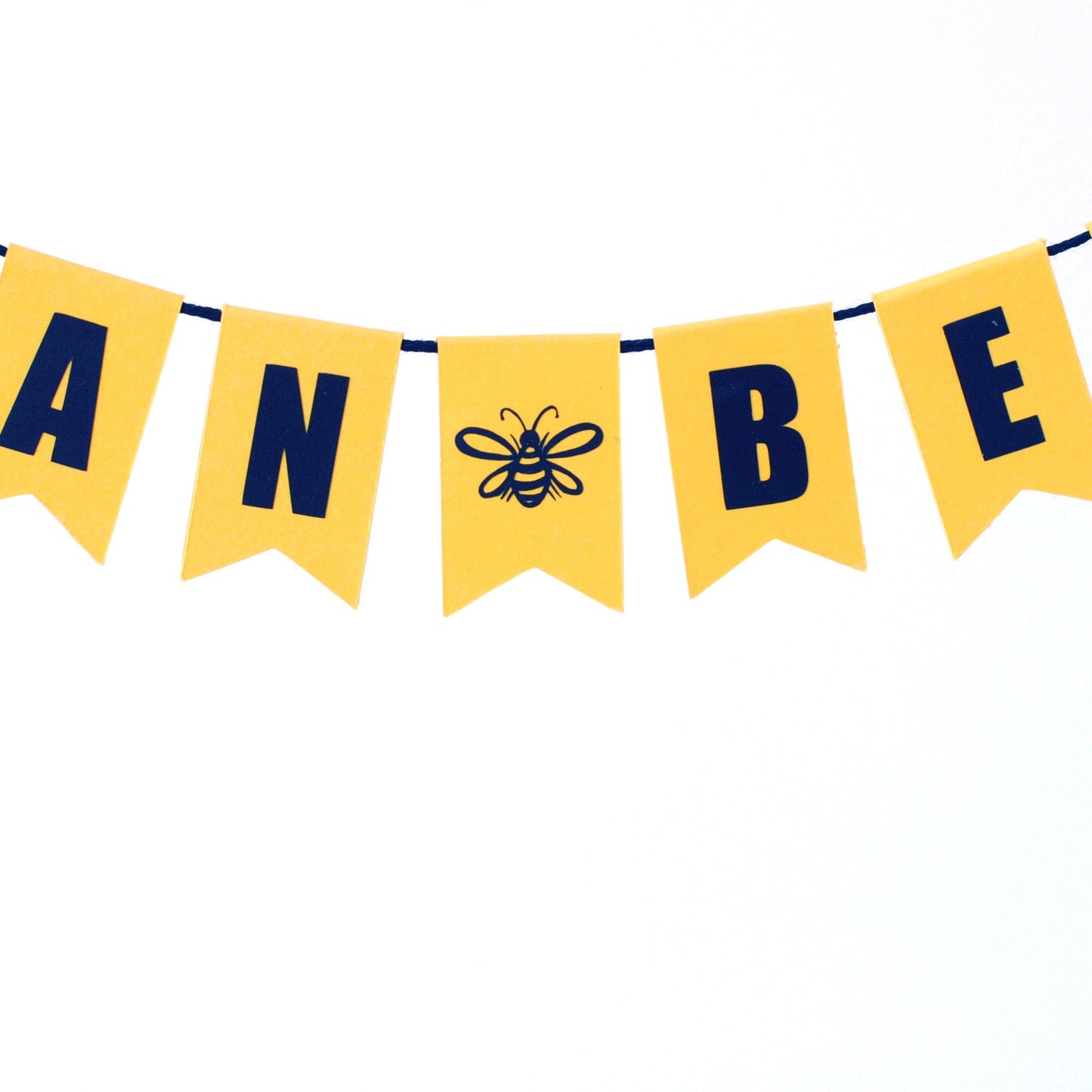 close up view of SWEET AS CAN BEE cake topper with small bee flag