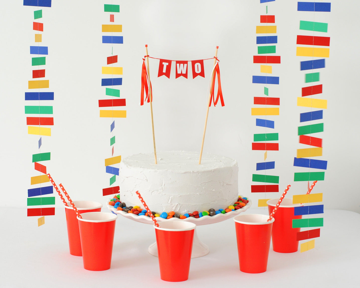 red and white TWO birthday cake topper | custom cake toppers by Avalon Sunshine