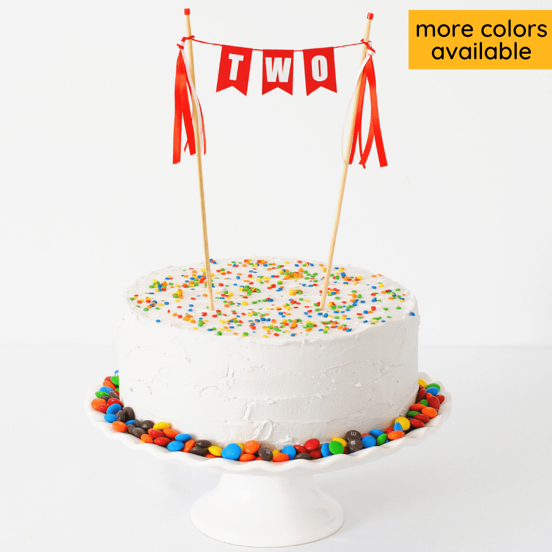 TWO cake topper for kids second birthday shown in red and white with more colors available | cake toppers by Avalon Sunshine