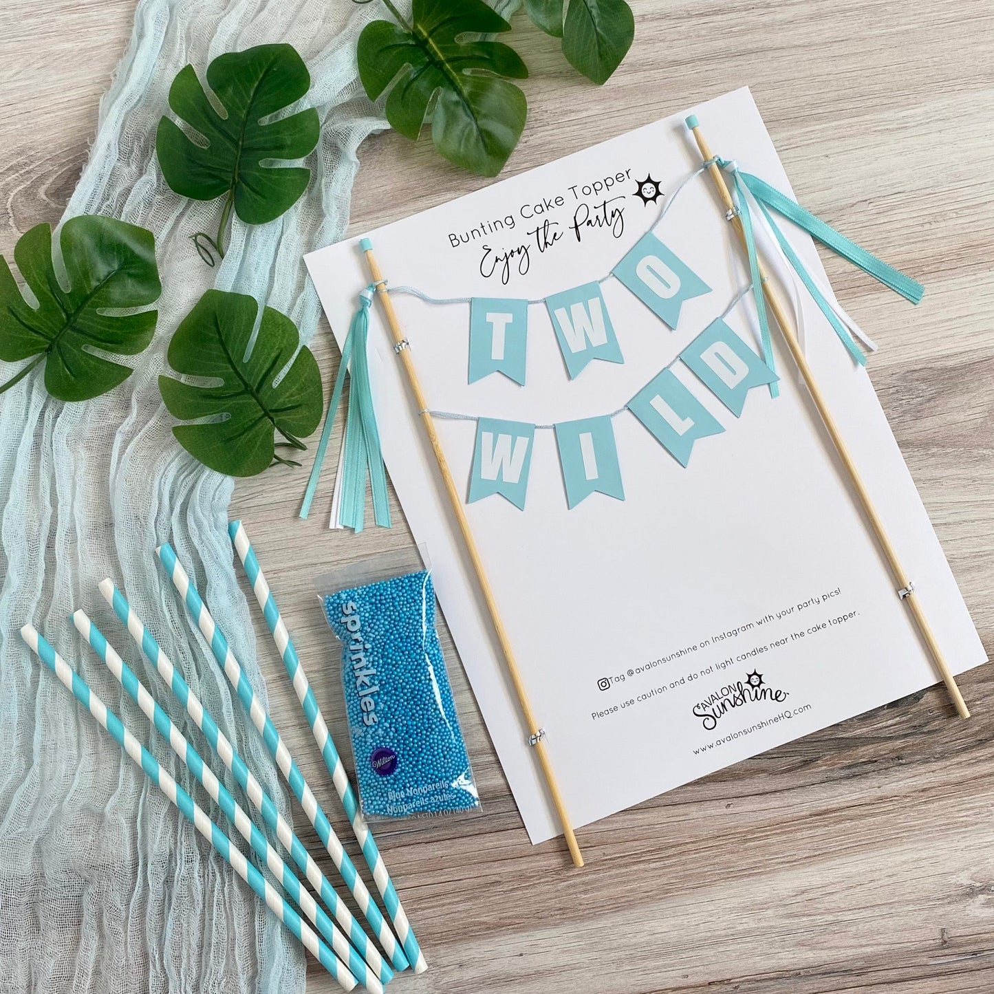 Light Aqua TWO WILD birthday cake topper for 2nd birthday | personalized cake toppers by Avalon Sunshine