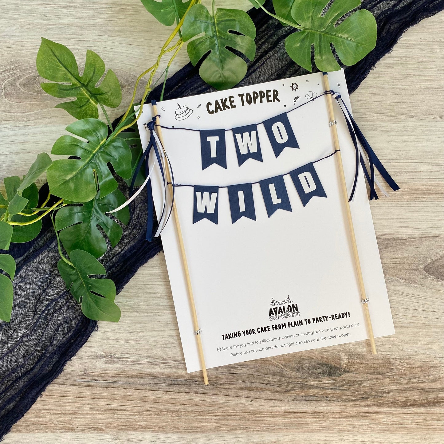 Navy Blue TWO WILD birthday cake topper for 2nd birthday | personalized cake toppers by Avalon Sunshine