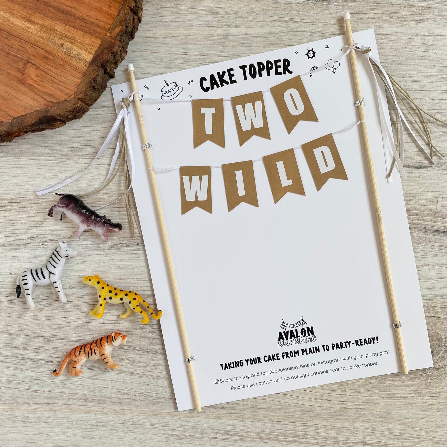 Neutral color TWO WILD cake topper for 2nd birthday | personalized cake toppers by Avalon Sunshine