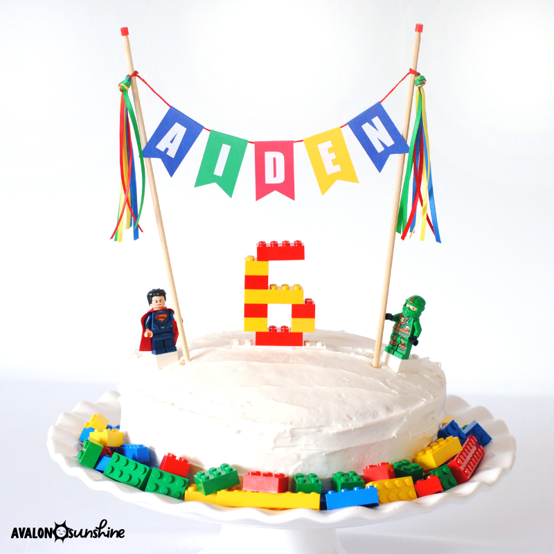 Lego Birthday Cake Idea | Personalized Cake Toppers by Avalon Sunshine