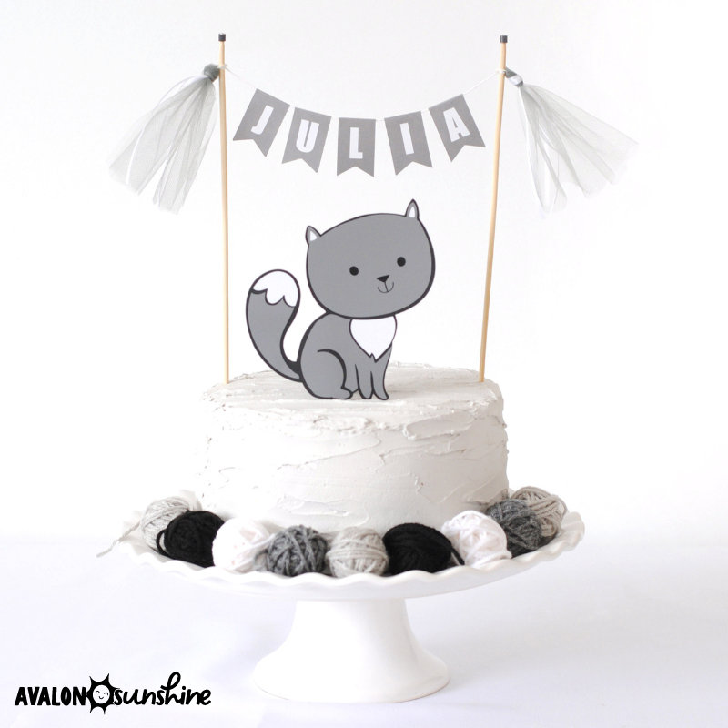 Cat birthday cake with cake topper | personalized cake toppers by Avalon Sunshine