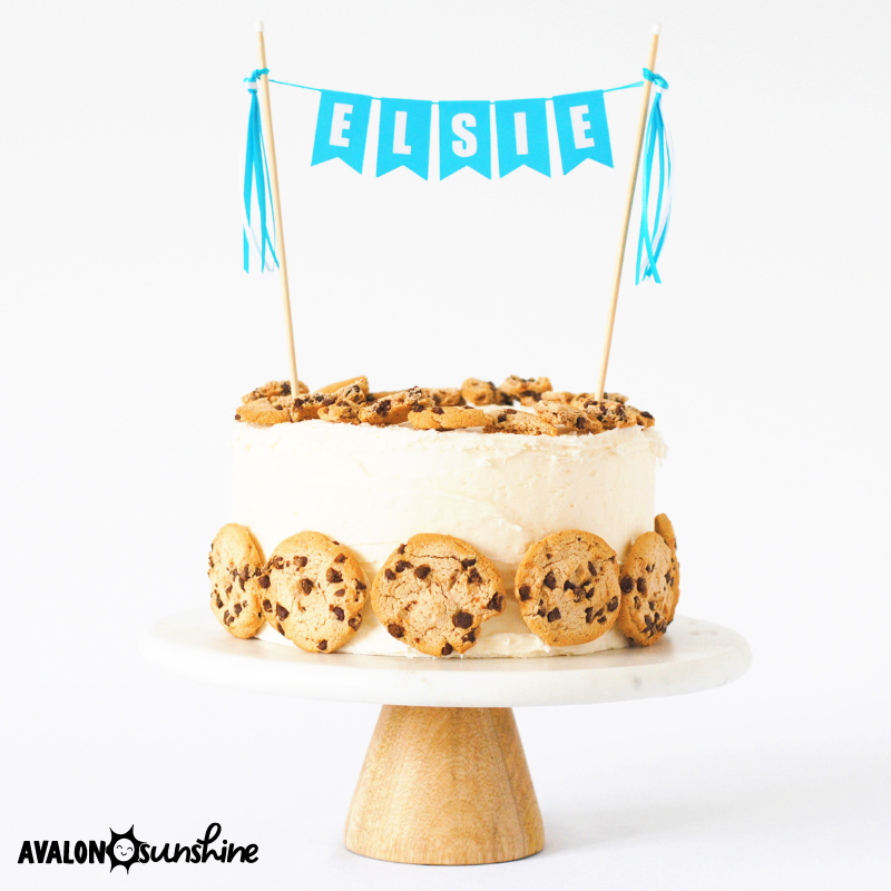 Cookie Cake for Birthday with Personalized Cake Topper | Cake Toppers by Avalon Sunshine