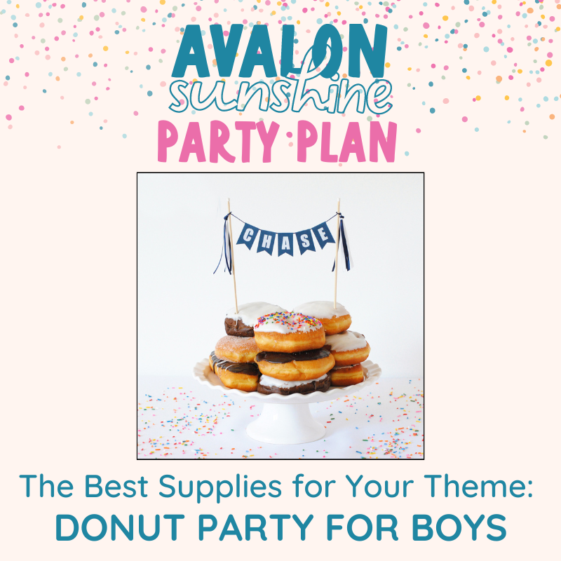 donut party supplies for boys birthday | personalized cake toppers by Avalon Sunshine