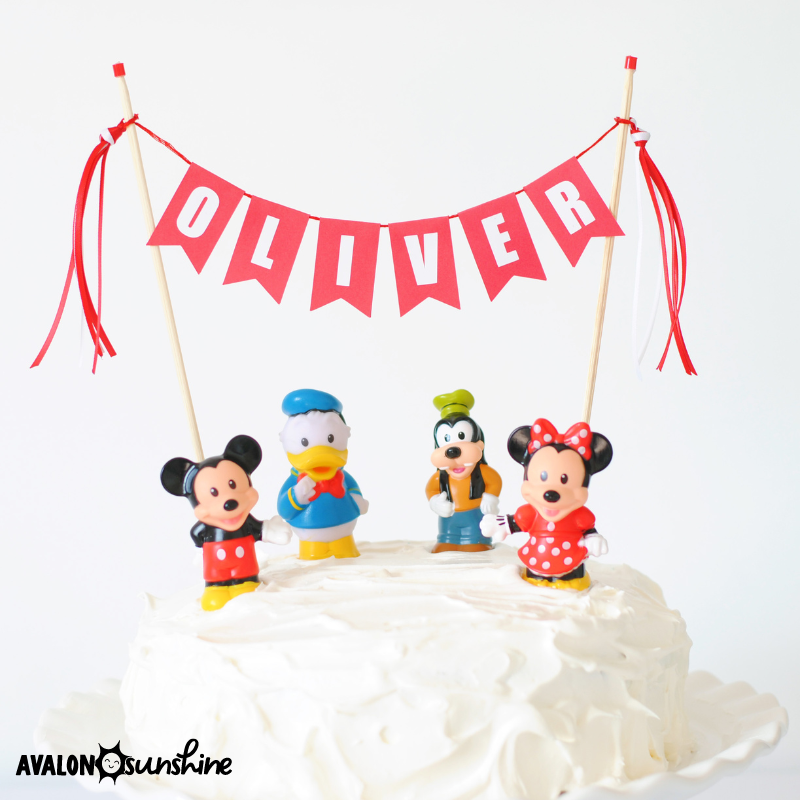 Mickey Mouse Cake idea with cake topper | personalized cake toppers by Avalon Sunshine
