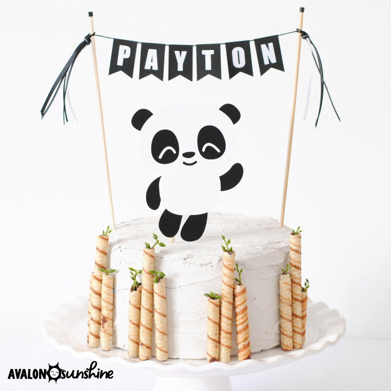 Panda Cake Idea Cake Topper with bamboo cookies | Personalized cake toppers by Avalon Sunshine