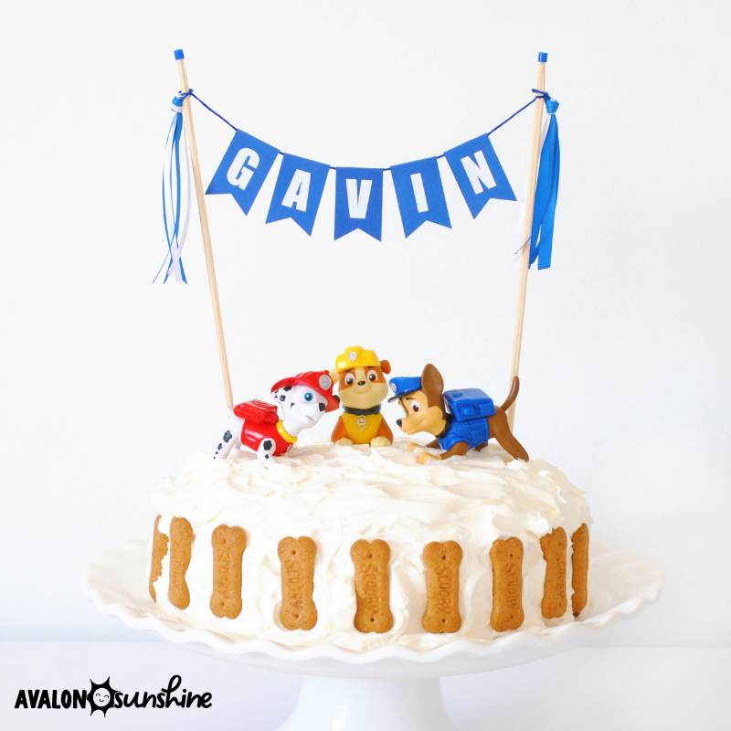 paw patrol birthday cake with name cake topper | personalized cake toppers by Avalon Sunshine