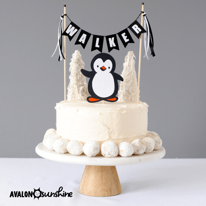 Penguin Cake topper for Kids Birthday | Personalized Cake Toppers by Avalon Sunshine