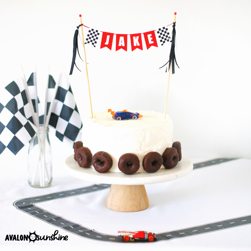 race car birthday cake topper | personalized cake toppers by Avalon Sunshine