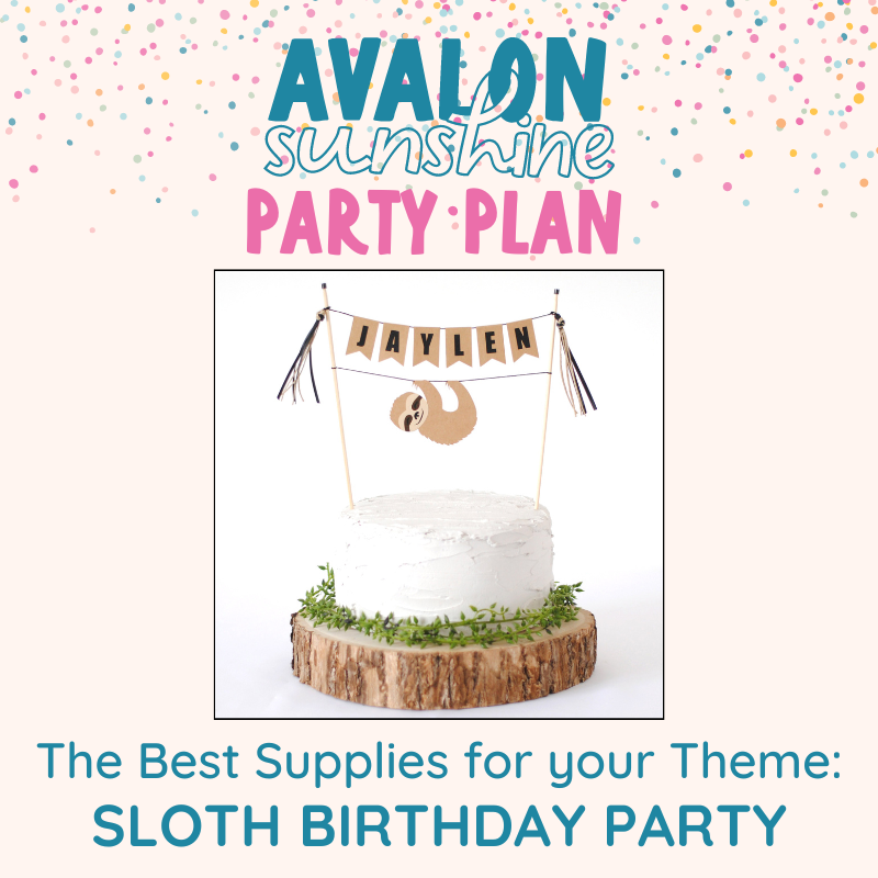 sloth birthday party supplies | personalized cake toppers by Avalon Sunshine