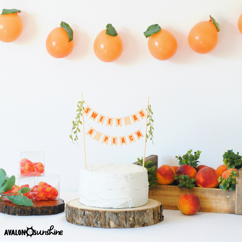 Sweet as a Peach cake for peach party | cake topper by Avalon Sunshine