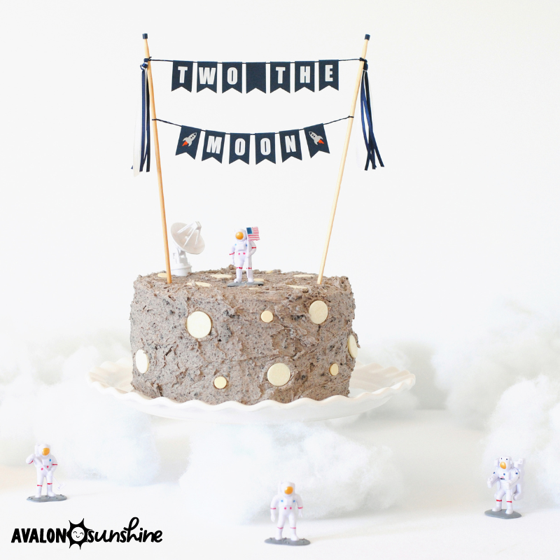 two the moon birthday cake with cake topper | cake toppers by Avalon Sunshine